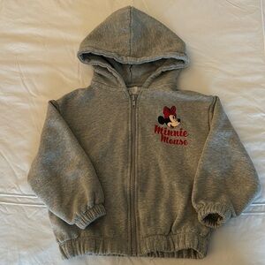 Zara x Disney Size 4T Gray Minnie Mouse Disney Hoodie Sweatshirt